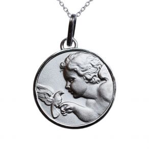 Médaille de Baptême Ange en argent massif