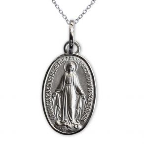 Médaille Vierge miraculeuse en argent massif gravée