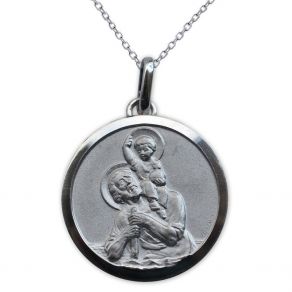 Médaille de baptême Saint Christophe en argent massif personnalisée