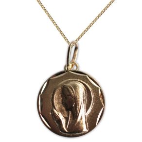 Médaille Vierge Marie en prière plaqué or gravée