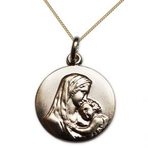 Médaille plaqué or Vierge et Jésus personnalisée