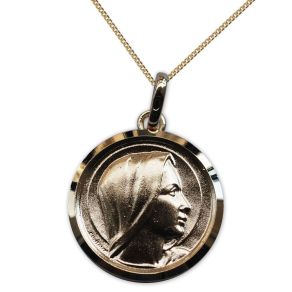 Médaille Vierge Marie plaqué or gravée