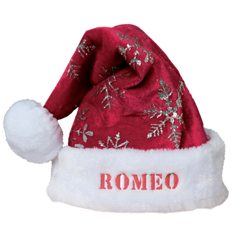 Bonnet de noël velours et paillettes brodé