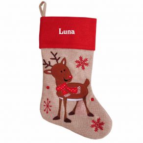 Chaussette de Noël style lin personnalisée Chaussette de Noël style lin personnalisée
