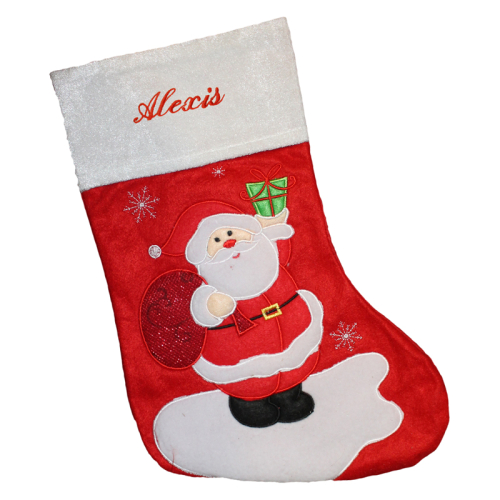 Botte de Noël brodée en feutrine 