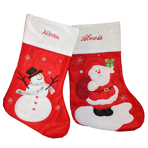 Botte de Noël brodée en feutrine 