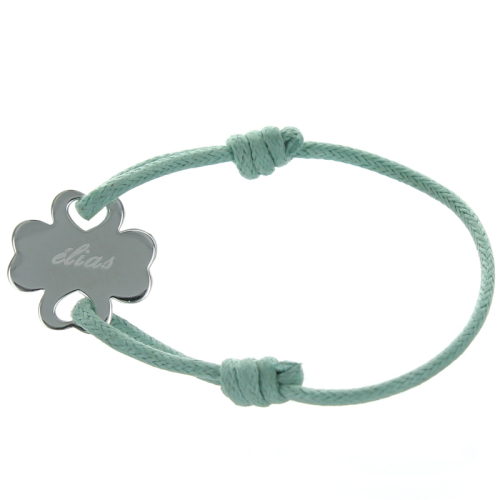 Bracelet trèfle en argent gravé