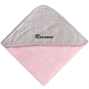 Cape de bain rose brodée prénom Cape de bain rose brodée prénom