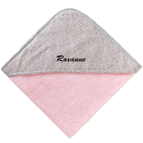 Cape de bain rose brodée