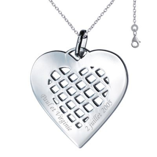 Pendentif coeur quadrillé personnalisé