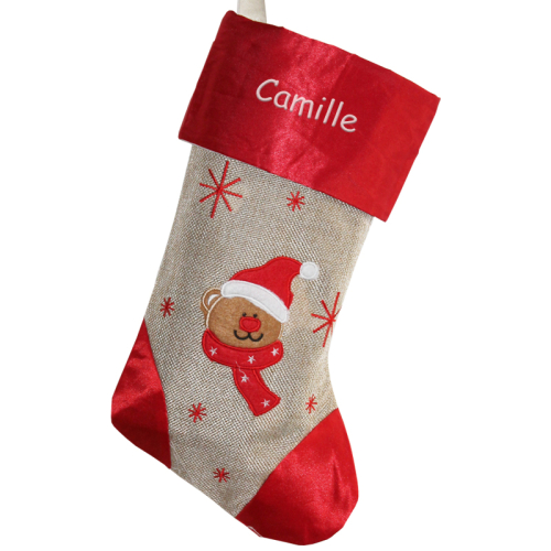 Chaussette de Noël satinée brodée