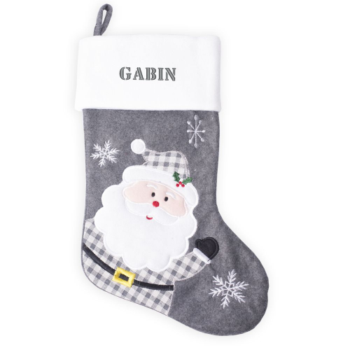 chaussette de noël feutrine grise papa noël