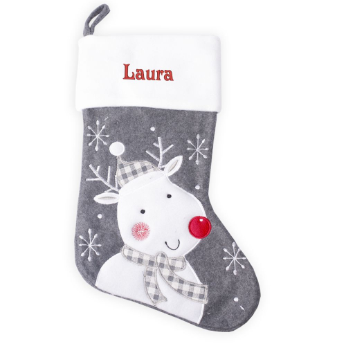 chaussette de noël feutrine grise renne