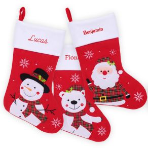 Chaussette de Noël en feutrine rouge personnalisée 