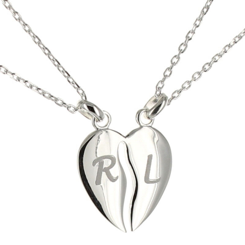 Pendentif coeur sécable gravé initiales