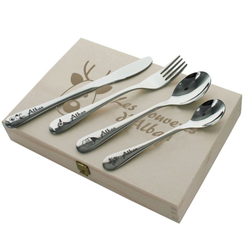 Couverts gravés motif Noel pour enfant
