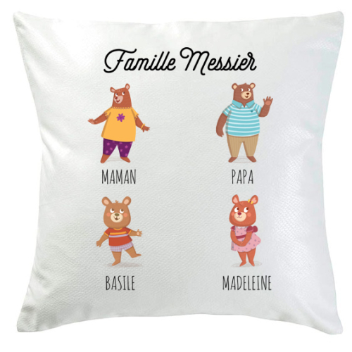 Coussin personnalisé oursons