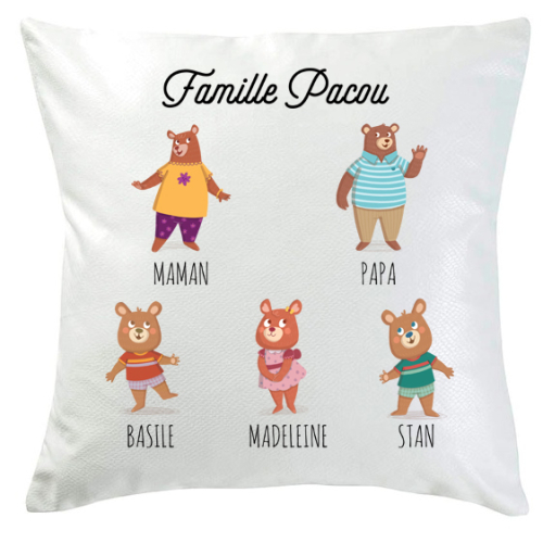 Coussin personnalisé oursons