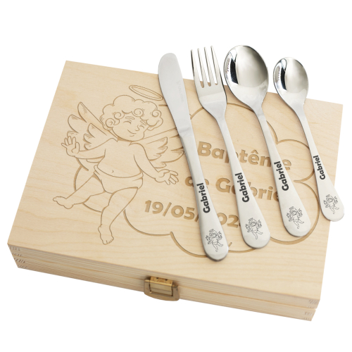 Coffret couverts enfant personnalisés Petit Ange