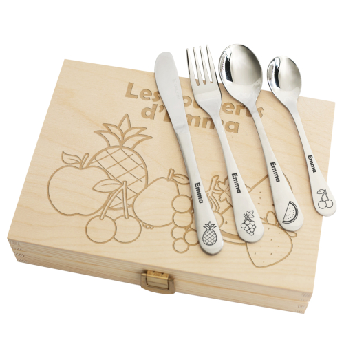 Coffret couverts enfant personnalisé fruits