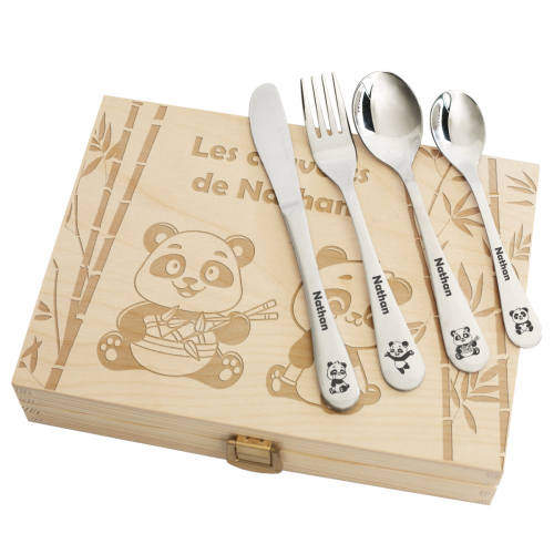 Coffret couverts enfant personnalisé  motif panda