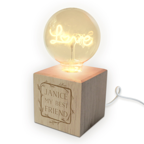 Lampe LED ampoule filament gravée cadre fleur