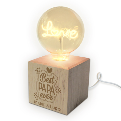 Lampe ampoule LED coeur personnalisée Papa