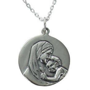 Médaille de baptême Vierge à l'Enfant gravée Médaille de baptême Vierge à l'Enfant gravée