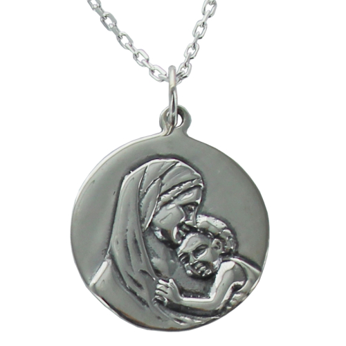 Médaille de Baptême Vierge enfant argent 925