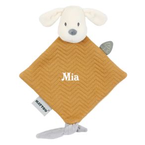 Mini doudou chien Charlie caramel brodé prénom