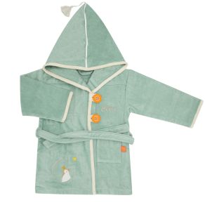 Peignoir enfant brodé prénom motif Pingouin Vert