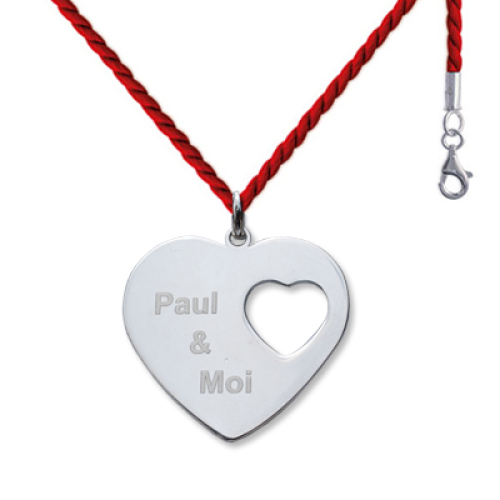 Pendentif coeur à coeur gravé