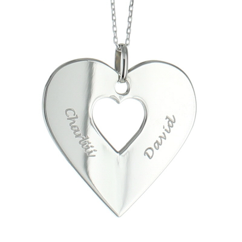 Pendentif coeur ajouré gravé