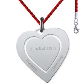 Pendentif deux coeurs gravés