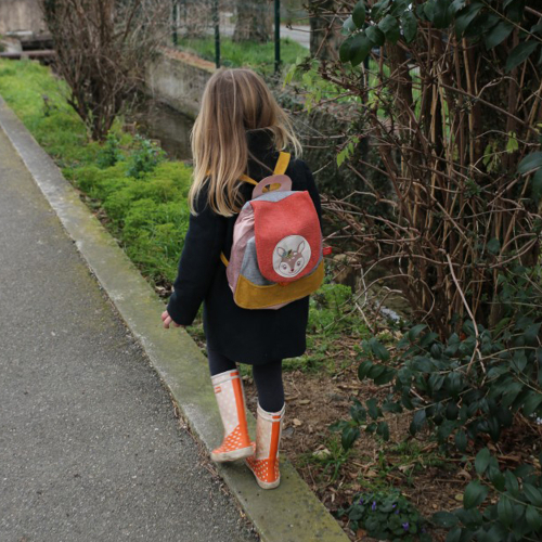 Sac à dos petite fille Faon brodé prénom