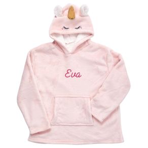 Plaid sweat enfant licorne brodé prénom