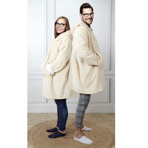 Sweat poncho plaid en polaire naturel femme et homme