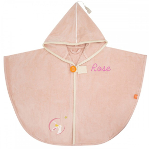 Cape de bain brode prnom Lapin Rose poudr