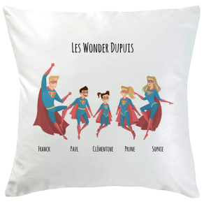 Coussin personnalis super famille