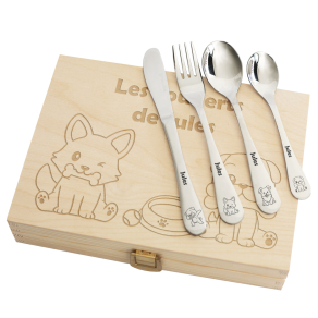 Couverts enfant Chien gravs prnom