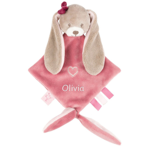 Mini doudou brod lapin rose