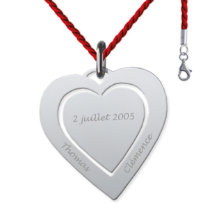 Pendentif deux coeurs gravs