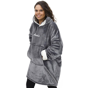 Plaid sweat poncho brod prnom