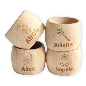 Rond de serviette en bois conte de fe grav