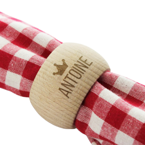 Rond de serviette en bois grav prnom et motif