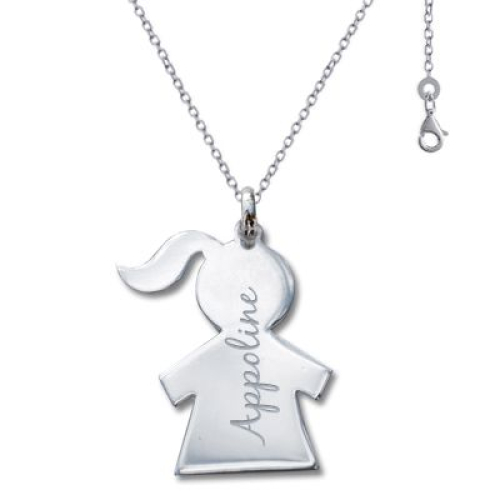 Pendentif chérubin fille gravé