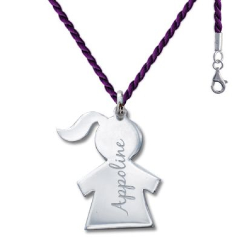 Pendentif chérubin fille gravé