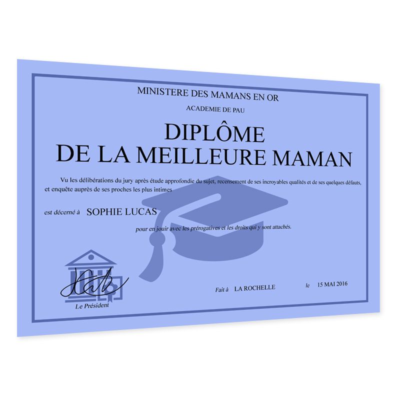 Diplôme personnalisé selon votre convenance avec une photo