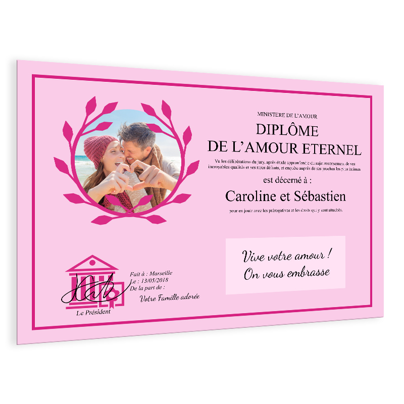 le diplôme personnalise est en vente sur la boutiquekdo, cad