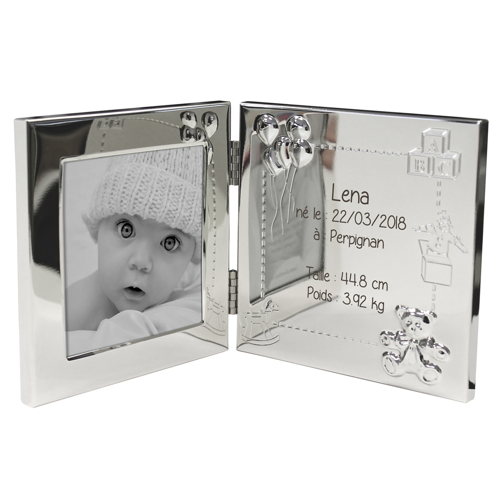 Joli-Cadeau - idée cadeau naissance : Double-cadre photo personnalisé